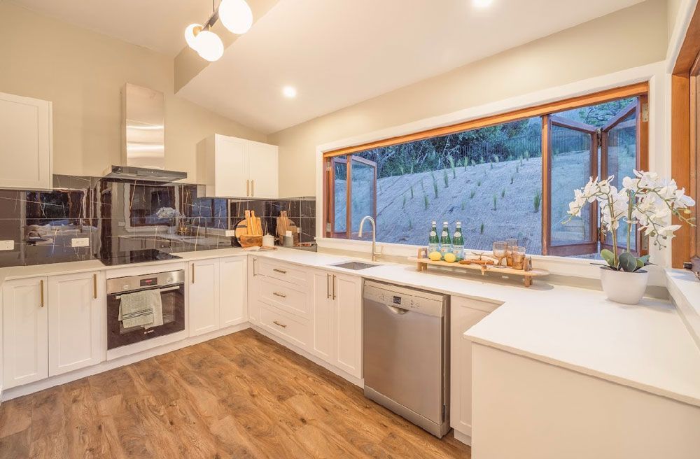 Kitchen with White Cabinets and Sink — Joinery In Christchurch