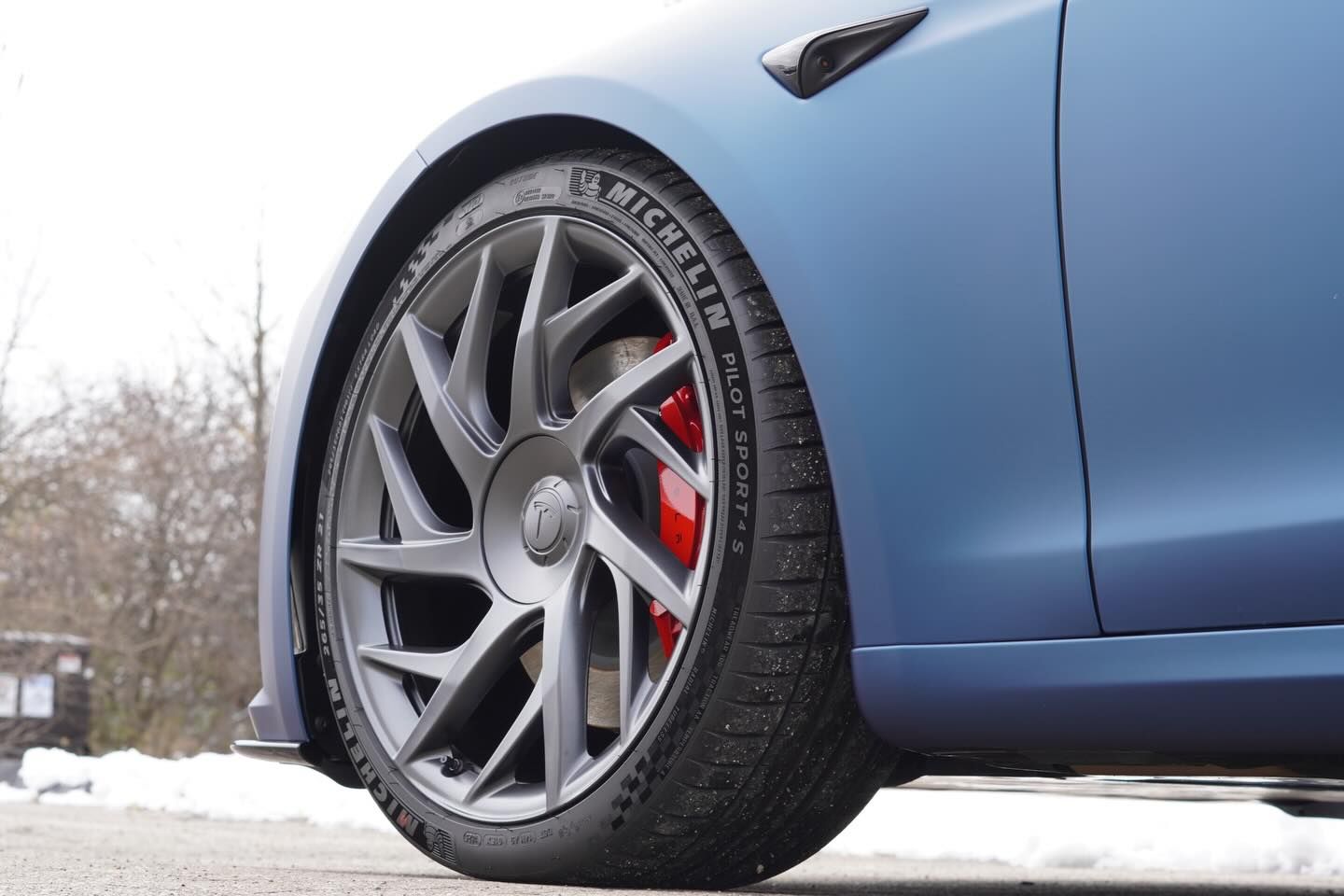 2026 Tesla Model S Wrapped in Frozen Cobalt Paint Protection Film with Ceramic Coating and Window Ti