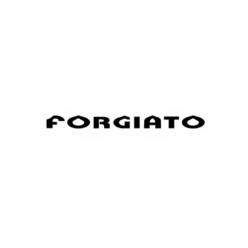 A black and white logo for forgiato on a white background.