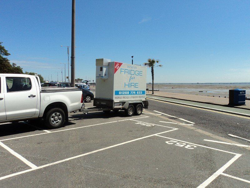 mobile fridge on road