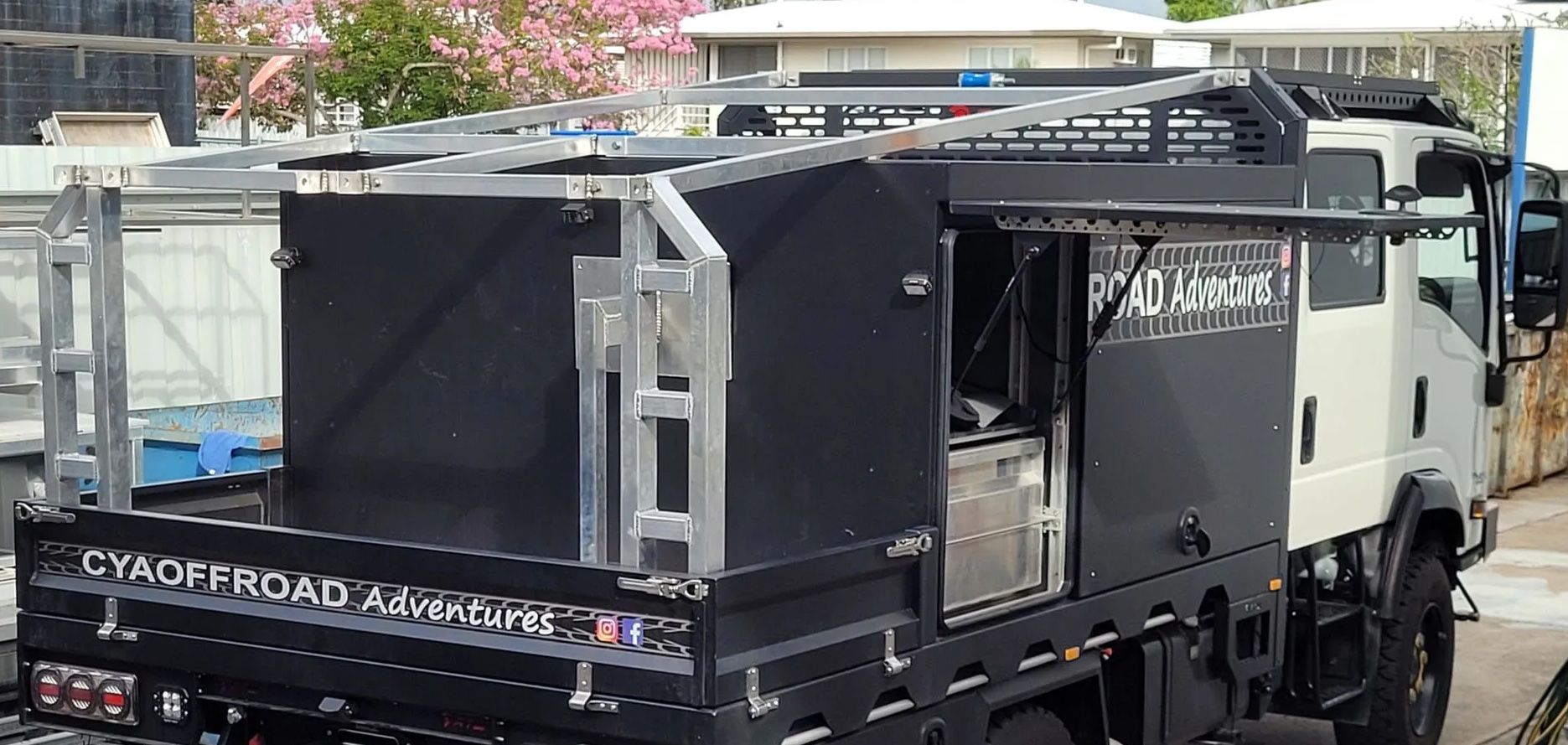 Black Off-road Truck With Storage And A Ladder — Bigdog Welding and Fabrication Pty Ltd In Currajong, QLD