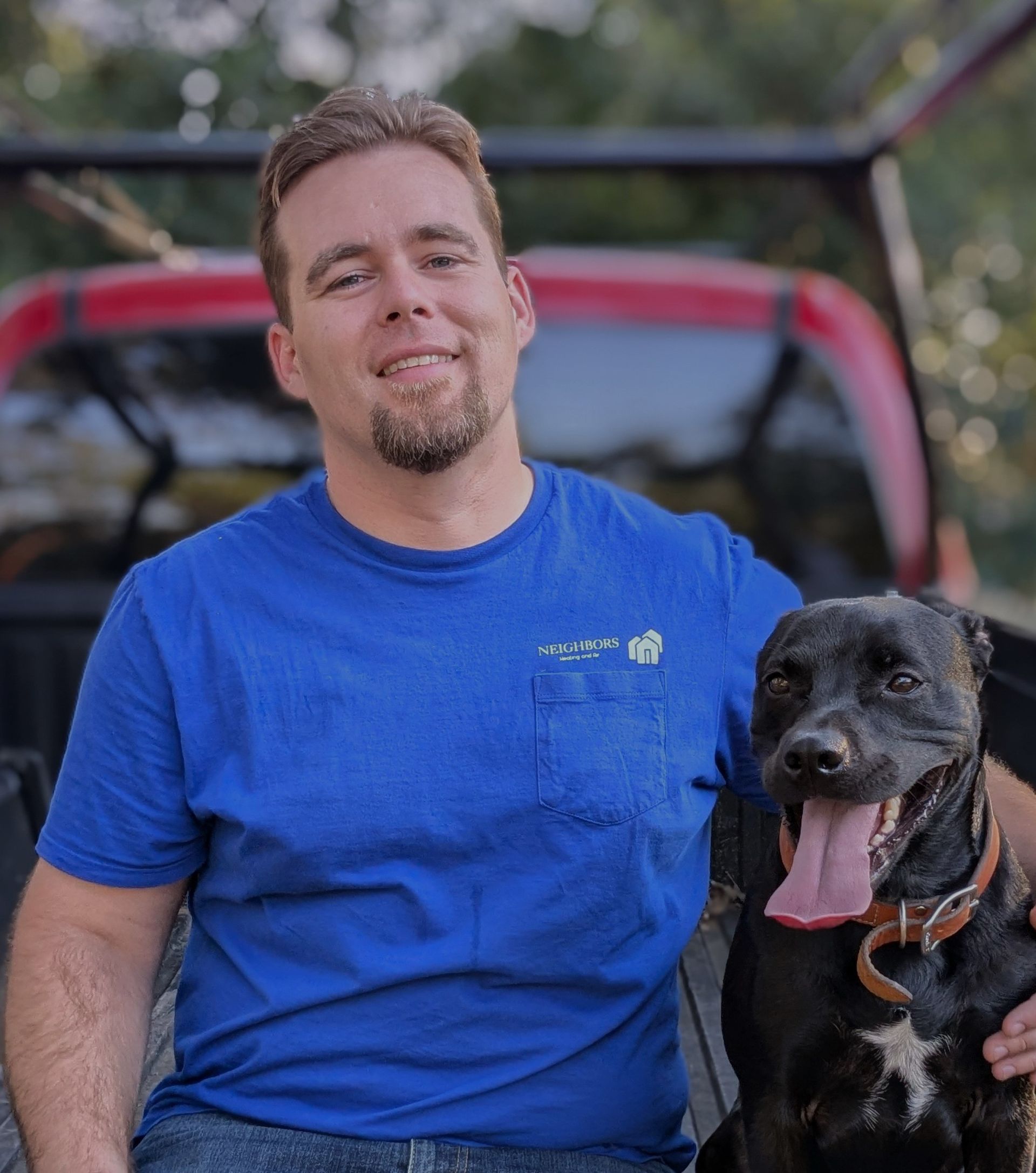 Owner Jaren Wagenman-Lavrar and his dog ''Onyx''