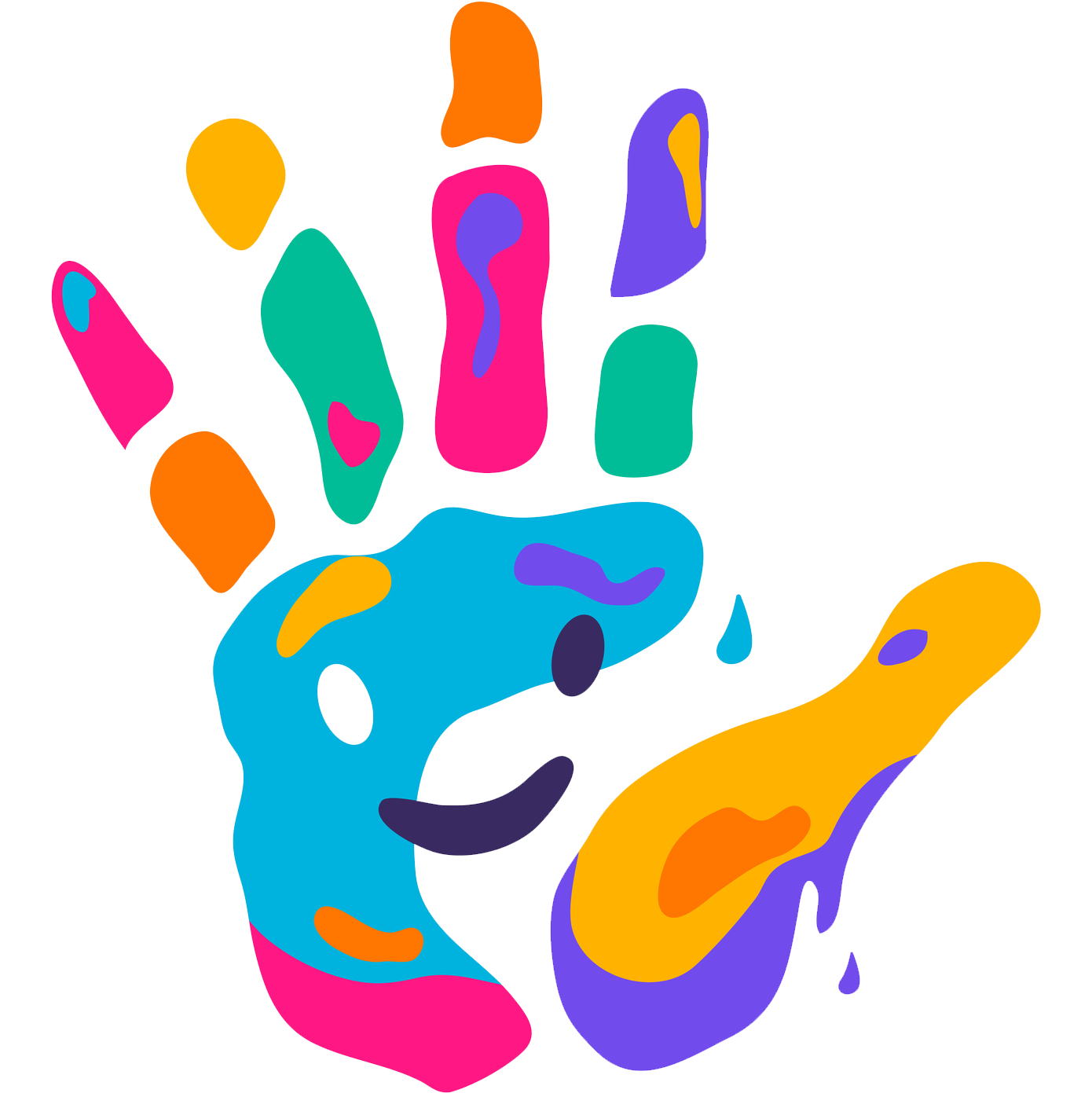 Colorful handprint with smiley face.