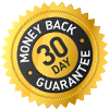 A 30 day money back guarantee seal on a white background.