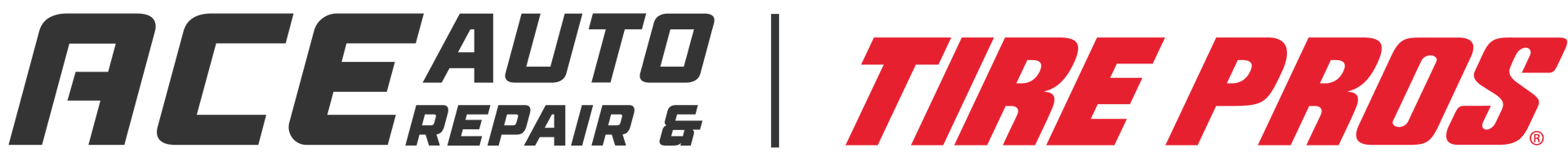 Ace Auto Repair & Tire Pros logo in black and red.