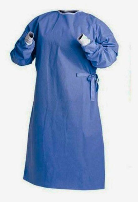 Bata quirúrgica manga larga con refuerzo puño cárdigan no estéril