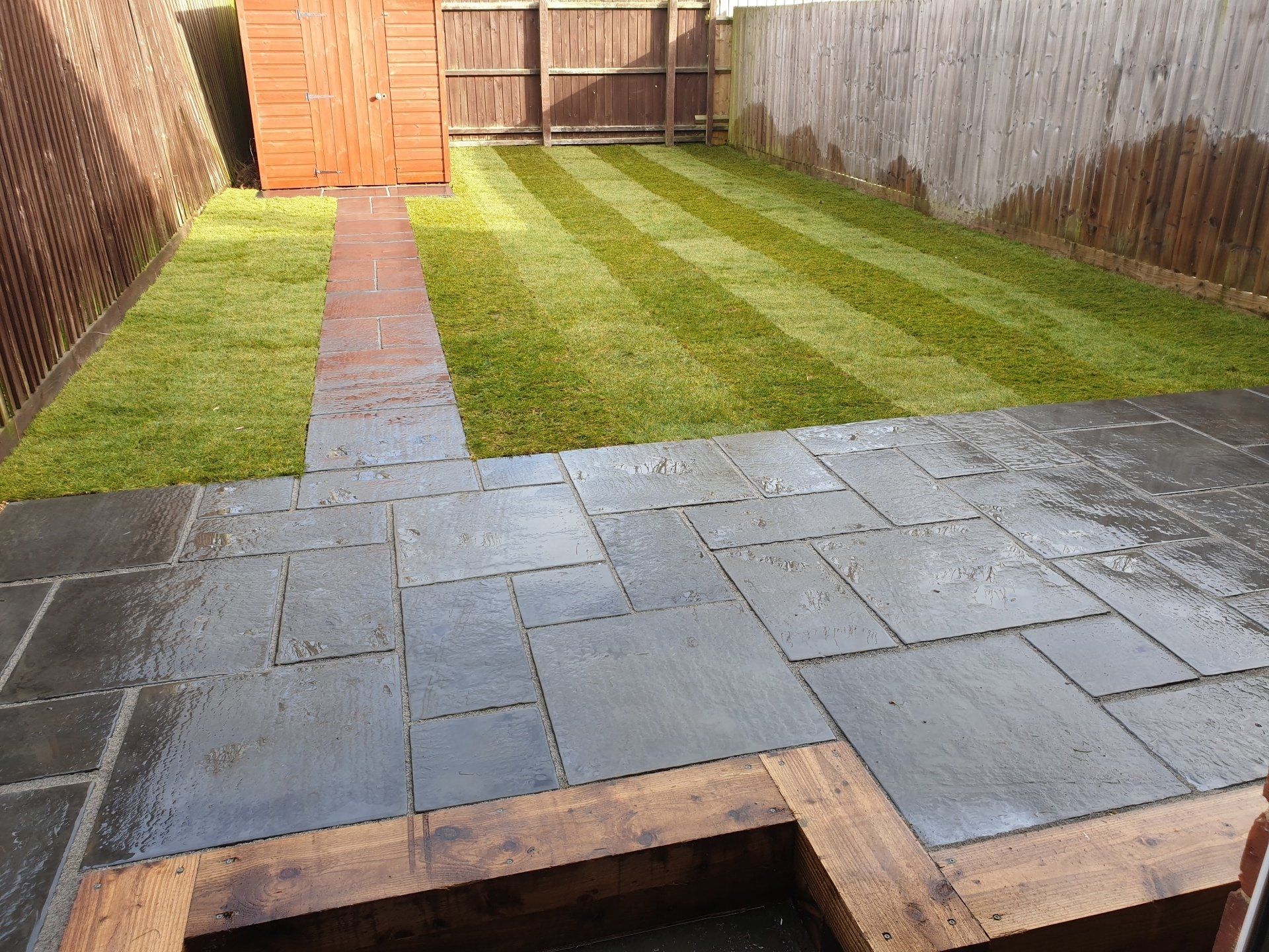 new paving in a garden