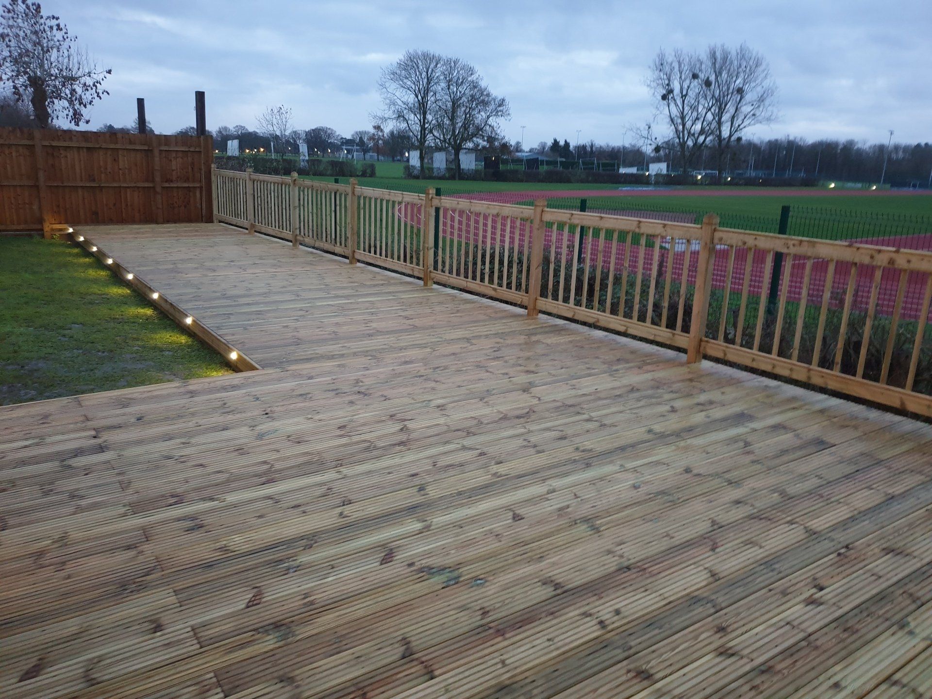 Outdoor Decking With Fencing And Lights
