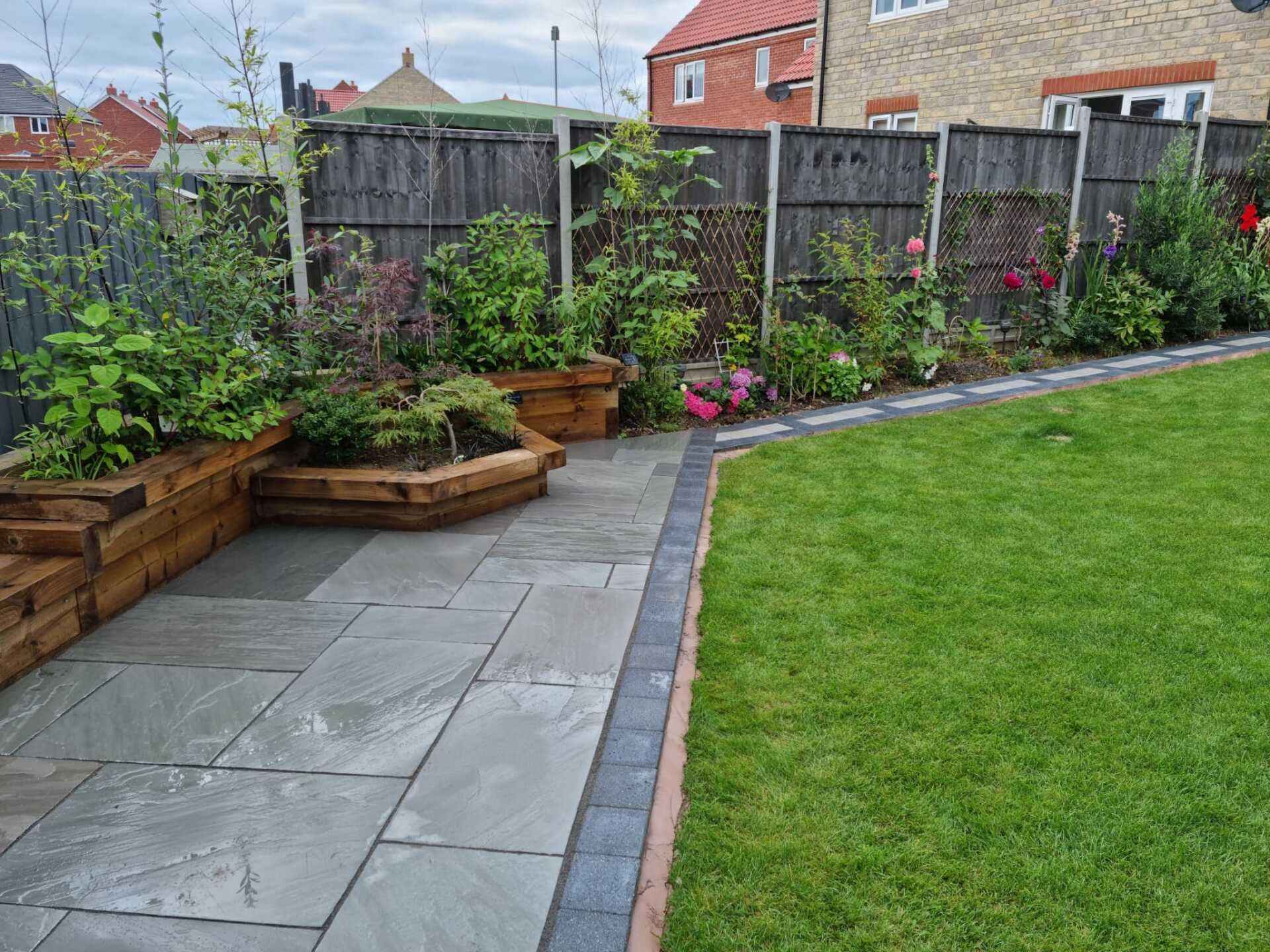 paving at  the side of a conservatory