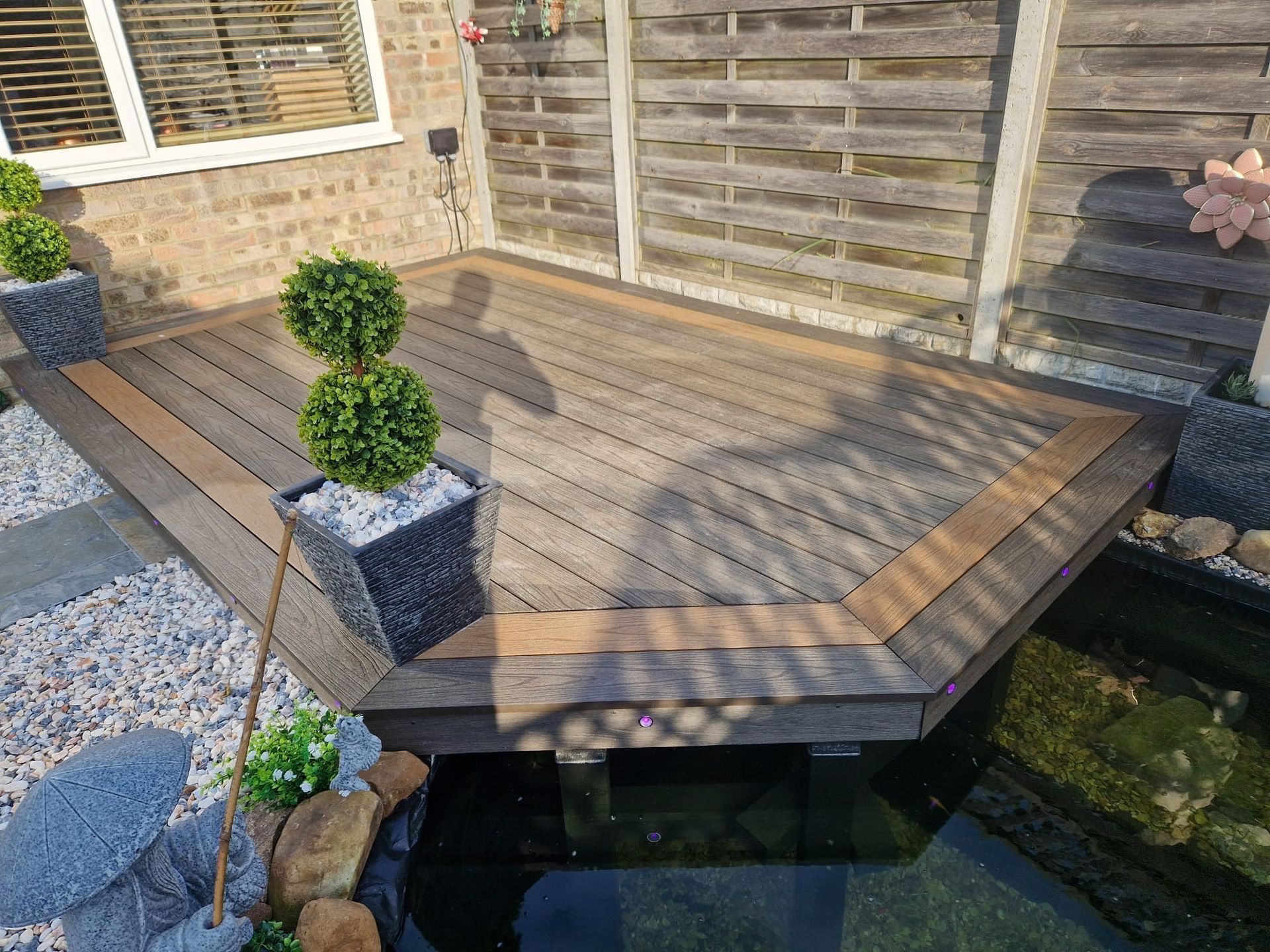 Outdoor Decking With Fencing And Light