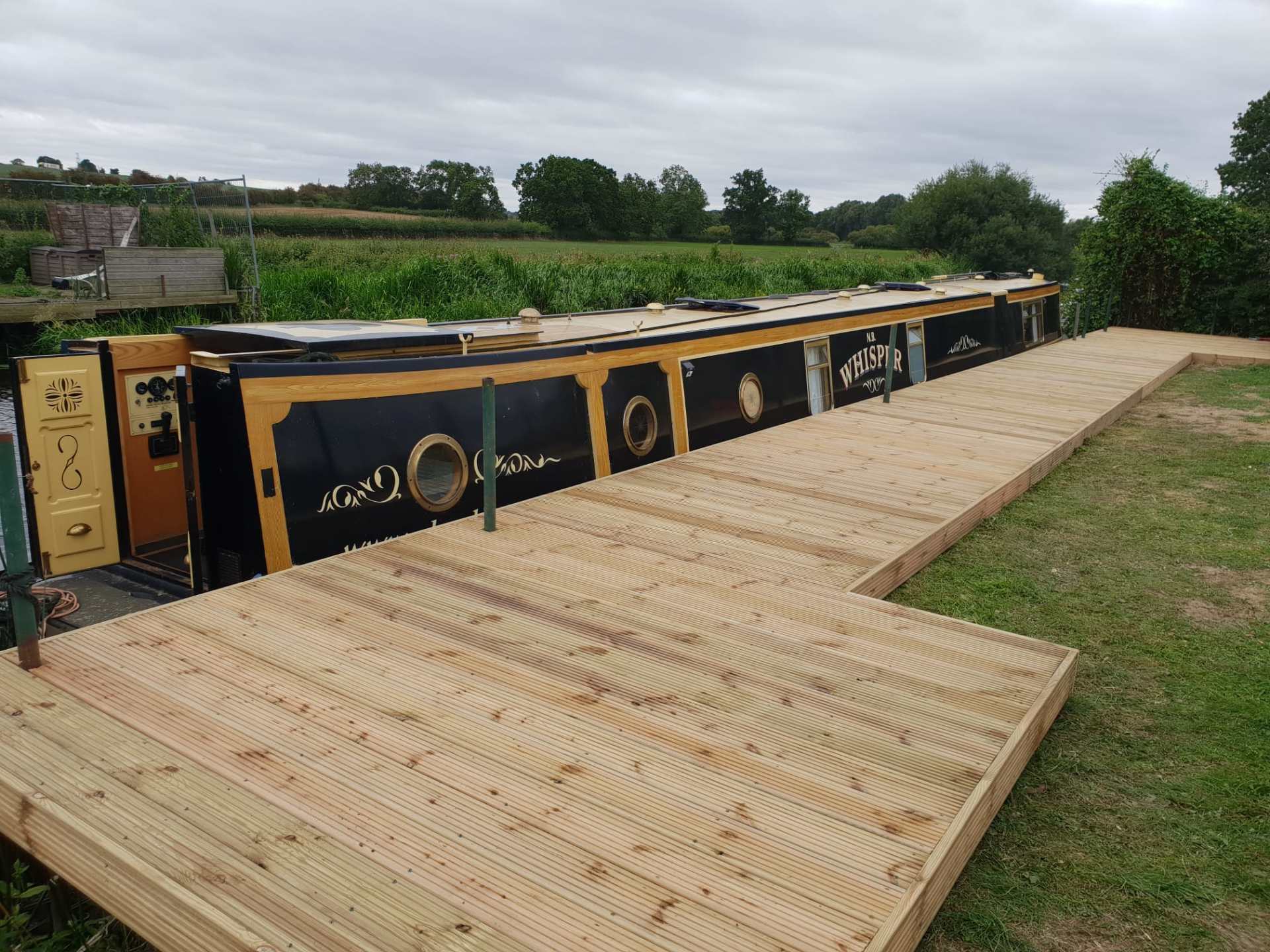 decking next to a canal boat