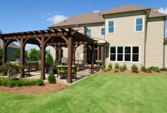 Pergola built in residential backyard in Cheyenne