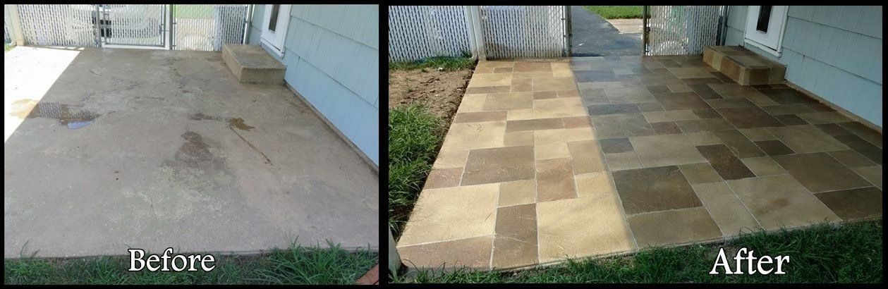 Before and after of a residential floor — New Jersey — Konkreate & Epoxy