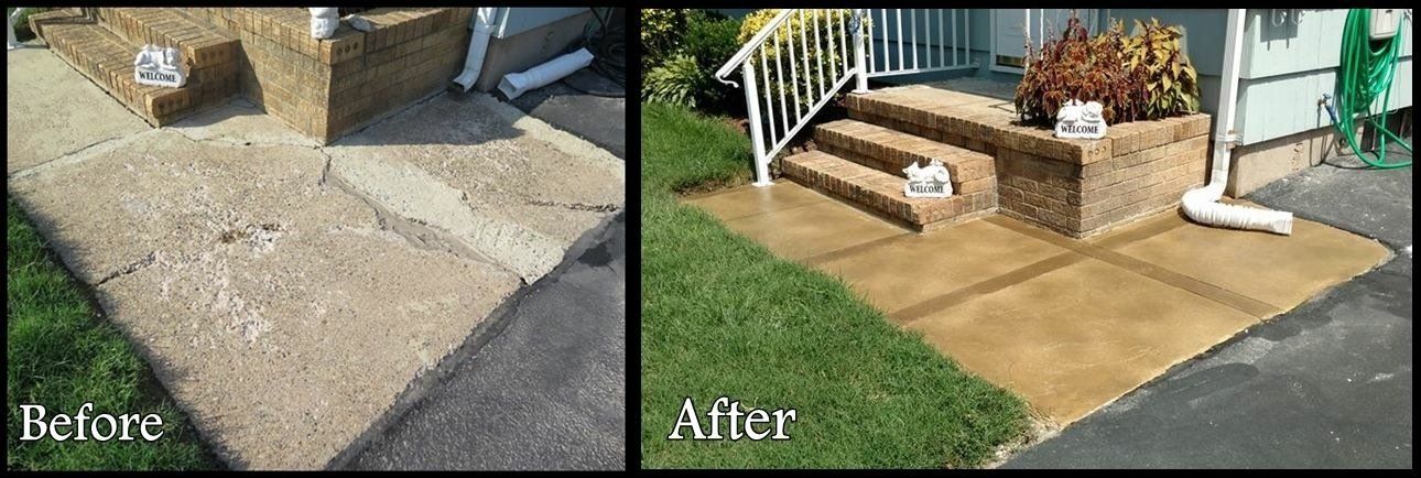 Before and after of a floor — New Jersey — Konkreate & Epoxy