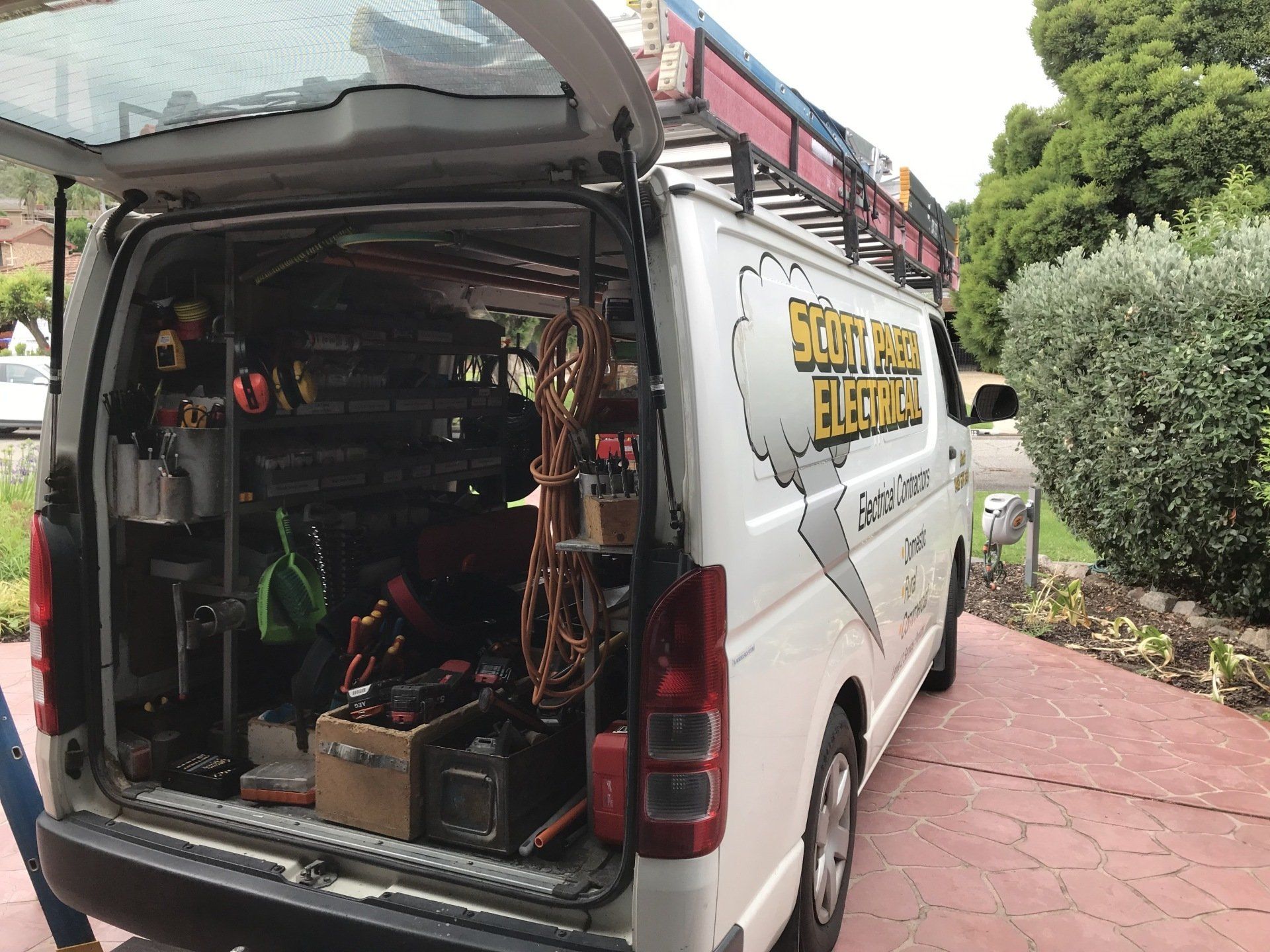 image of van with electrical tools and wires in it — Electrical Renovations in Albury, NSW