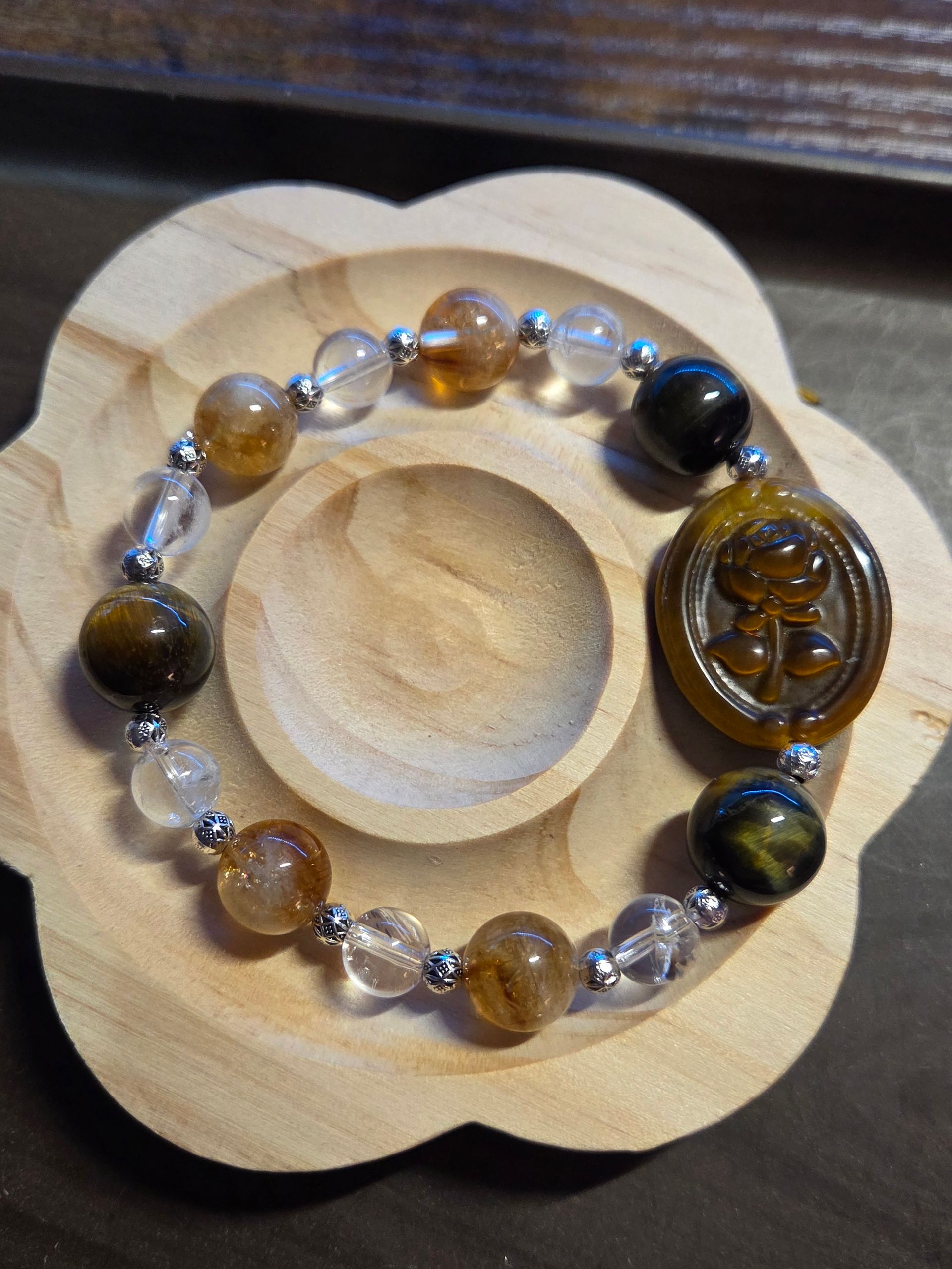 Citrine, Tiger's eye, and Clear Quarts