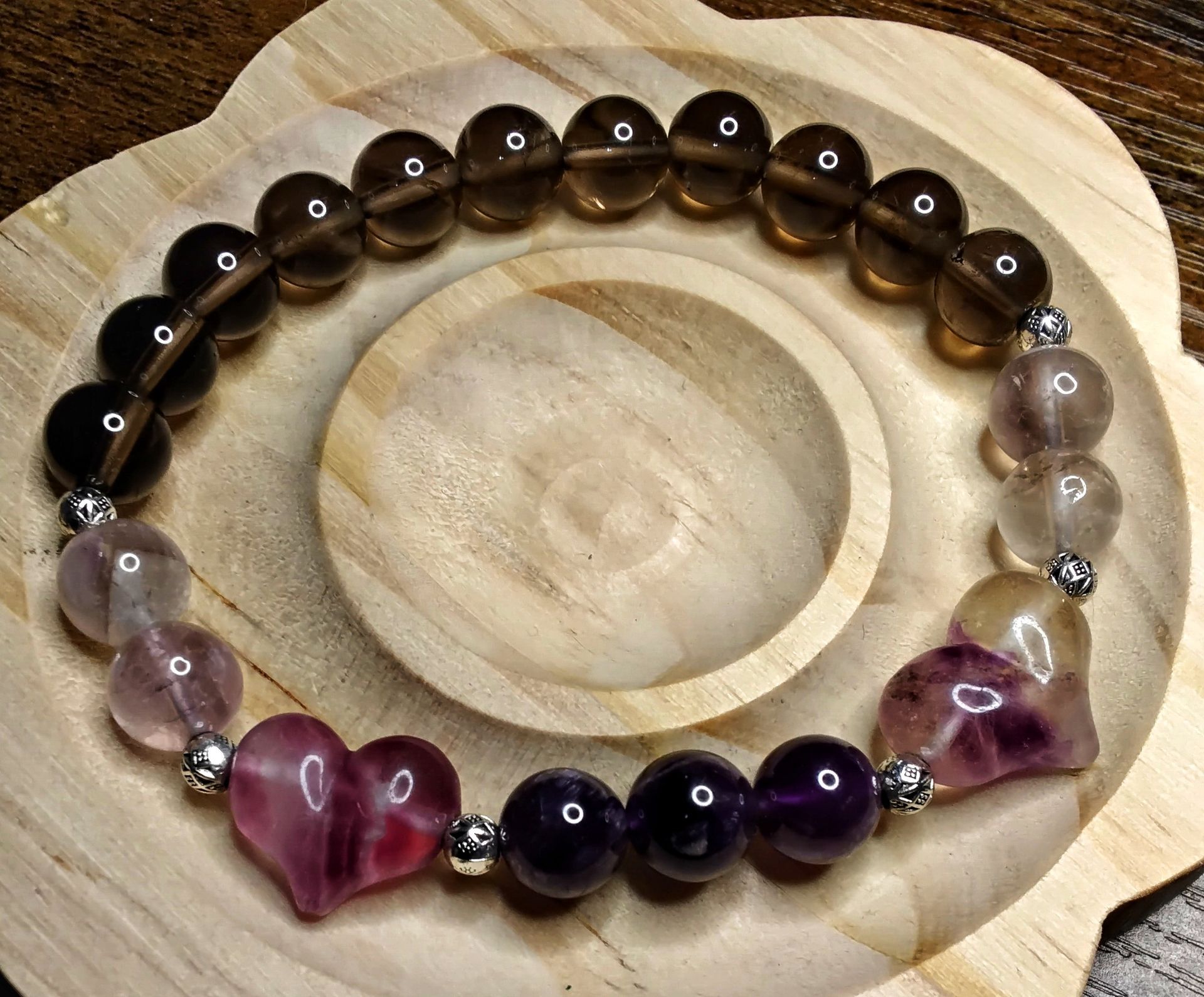 Fluorite, Amethyst, and Smoky Quartz