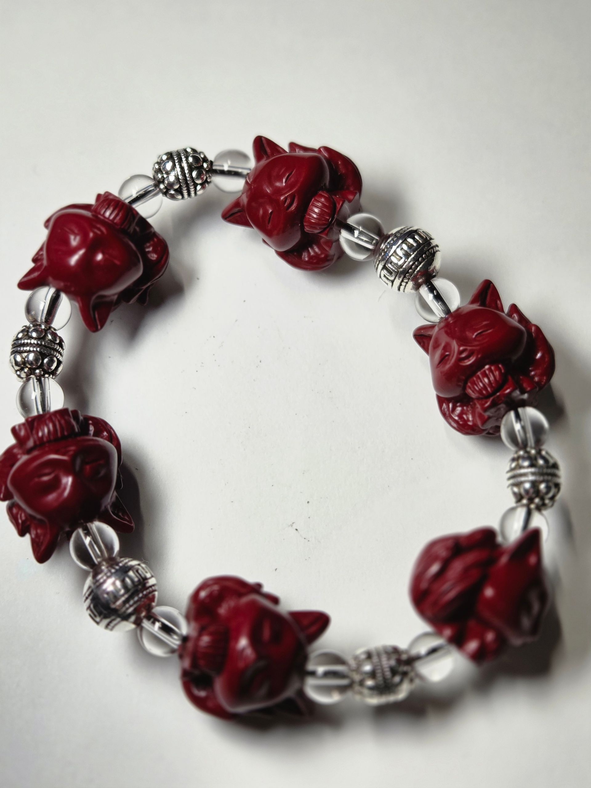 Cinnabar Nine Tail Fox and Clear Quartz