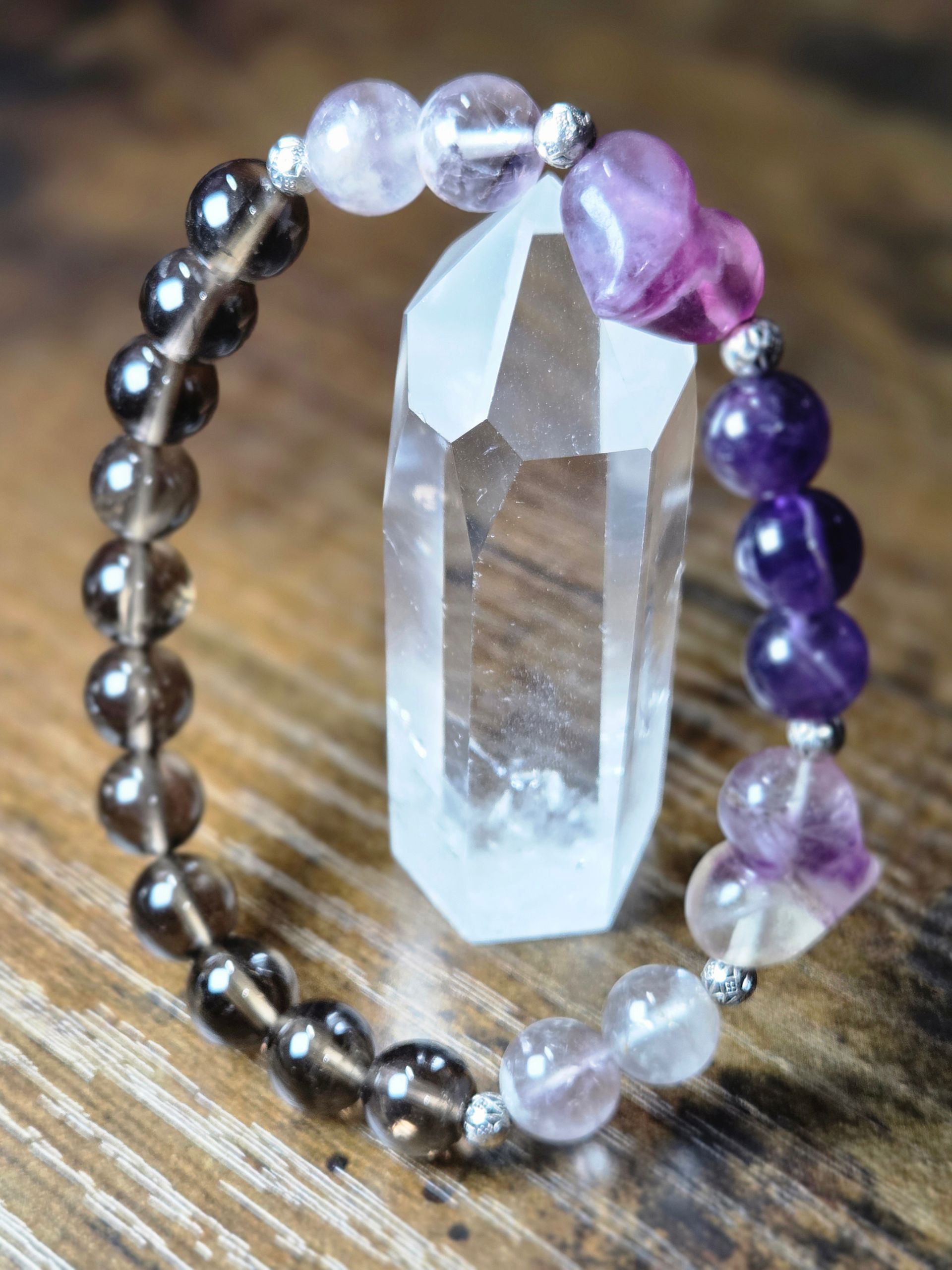 Fluorite, Amethyst, and Smoky Quartz