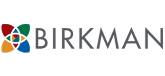 A birkman logo with a colorful flower on a white background.
