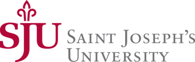 The logo for saint joseph 's university is red and white