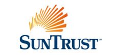 A blue and orange sun trust logo on a white background