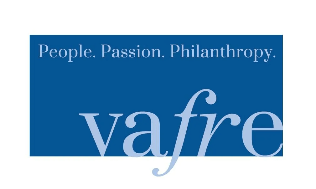 A blue logo that says people passion philanthropy