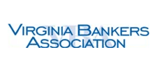 The logo for the virginia bankers association is blue and white.