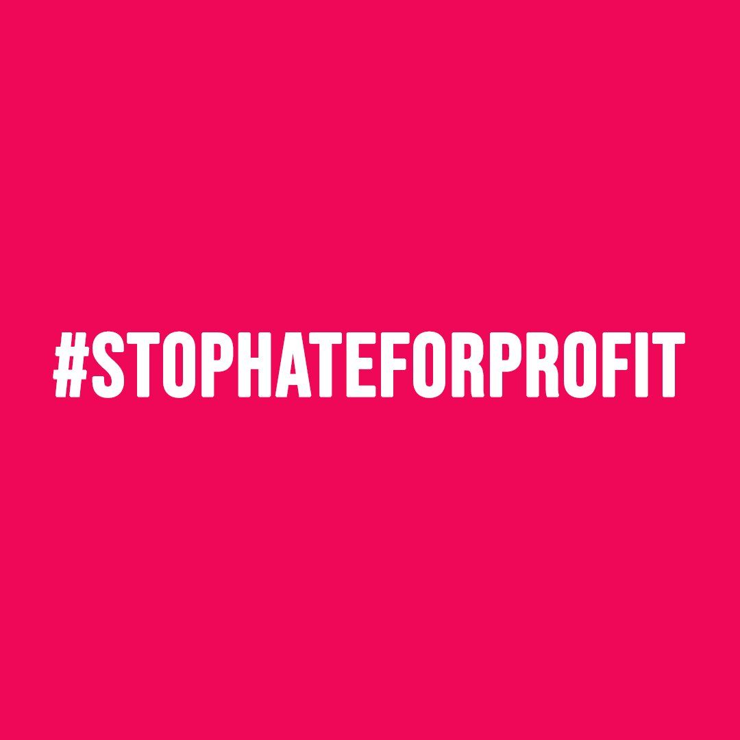 imagem com a hashtag #stophateforprofit