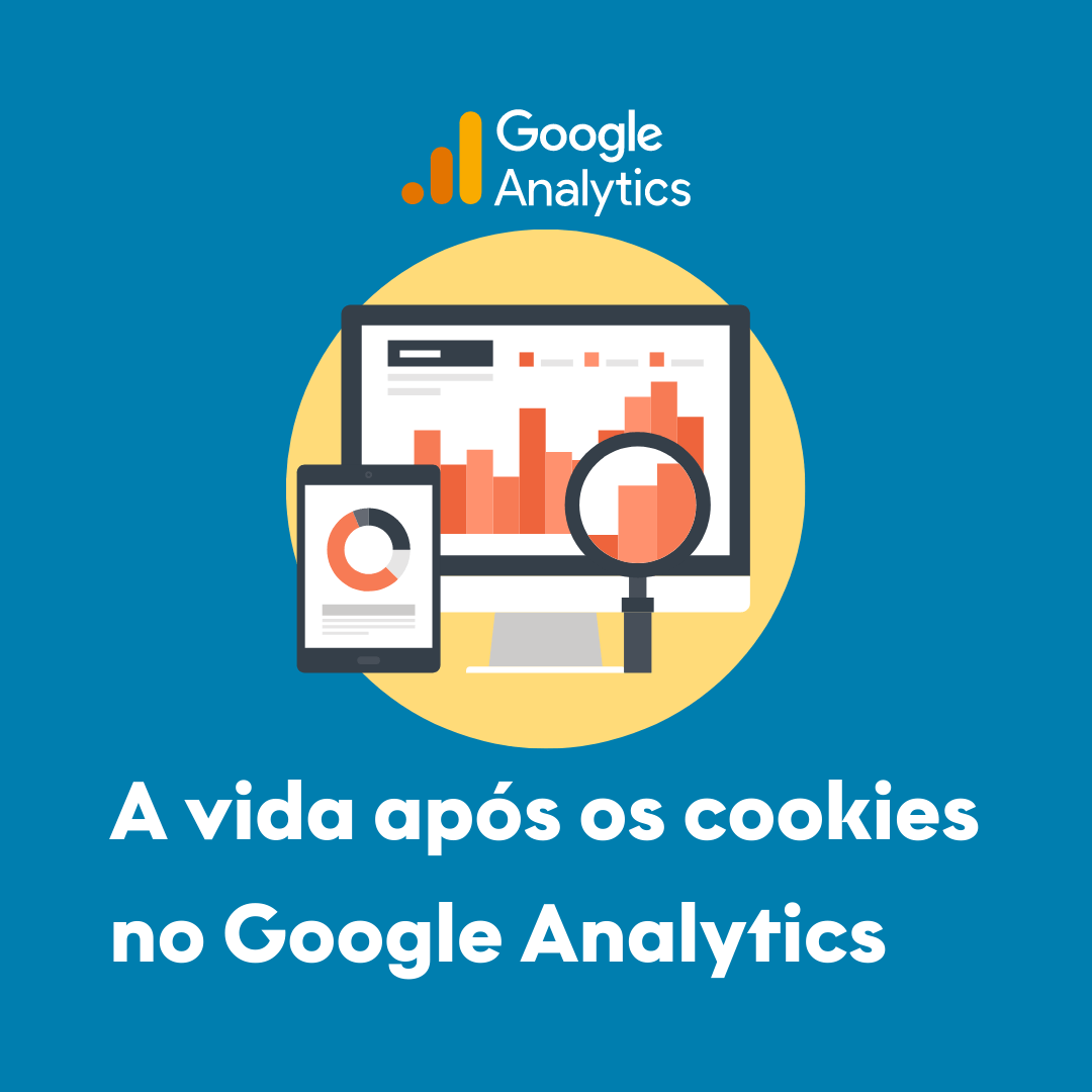 imagem de tela de computador e celular com o logo do Google Analytics