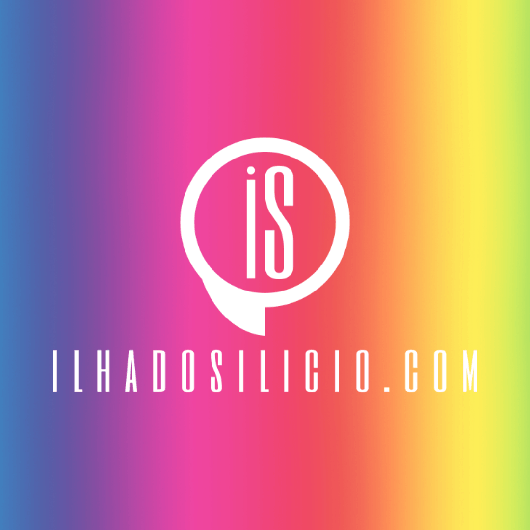 imagem com as cores do arco íris e a logo da IlhadoSilicio