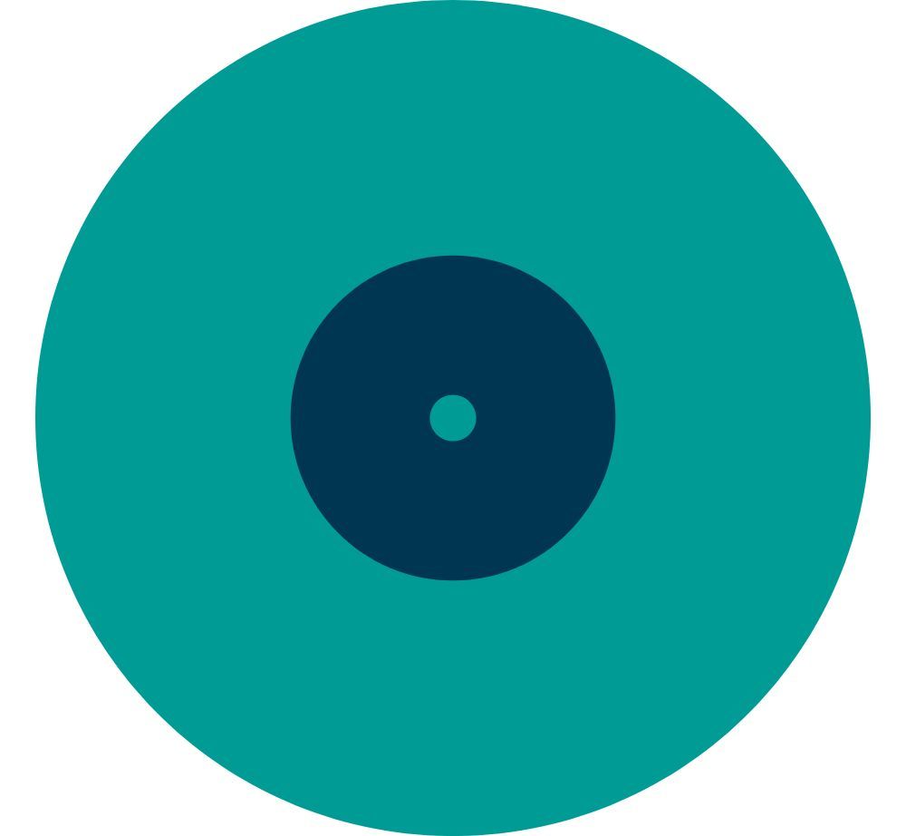 Um círculo azul com um círculo preto no meio