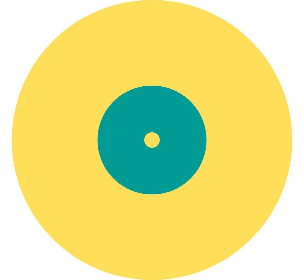 Um círculo amarelo com um círculo verde no meio.