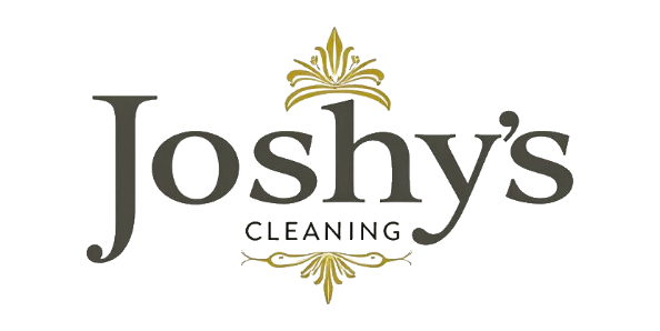 Joshy's Cleaning logo with text in dark grey and gold floral embellishments.