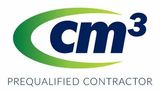 Logo for cm³, a prequalified contractor; features