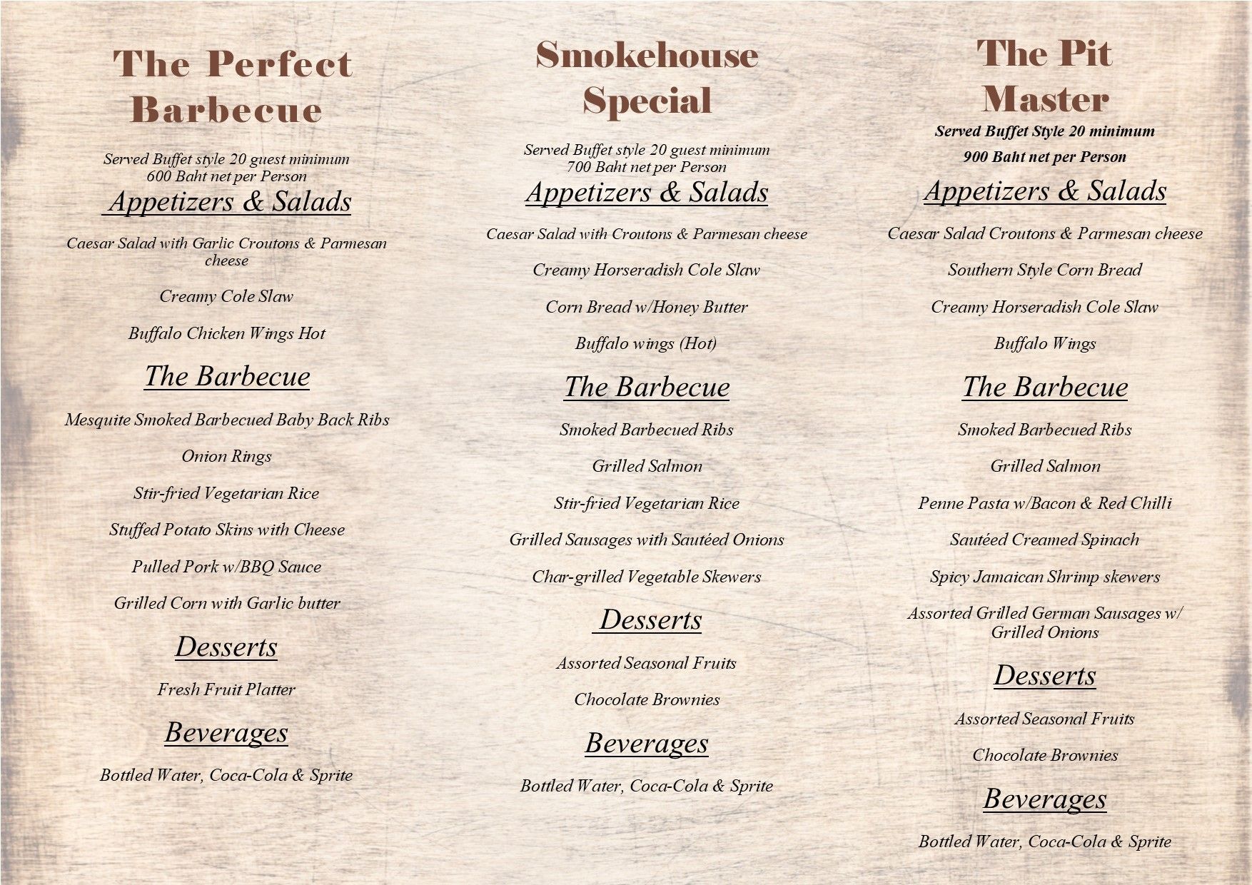 A menu for a restaurant called the perfect barbecue