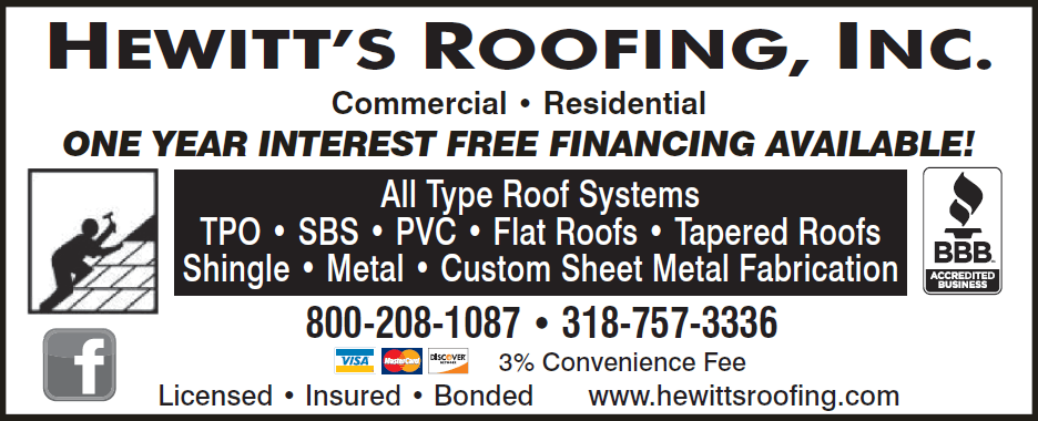 hewitt's roofing phone book ad