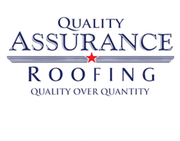 A logo for quality assurance roofing quality over quantity