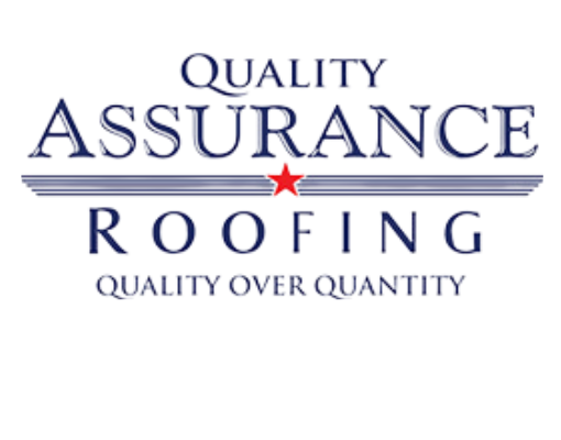 A logo for quality assurance roofing quality over quantity