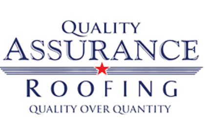 A logo for quality assurance roofing quality over quantity