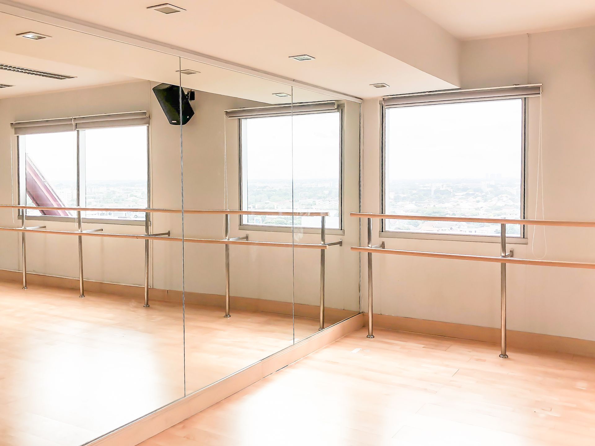 Empty ballet dance room with copy space.