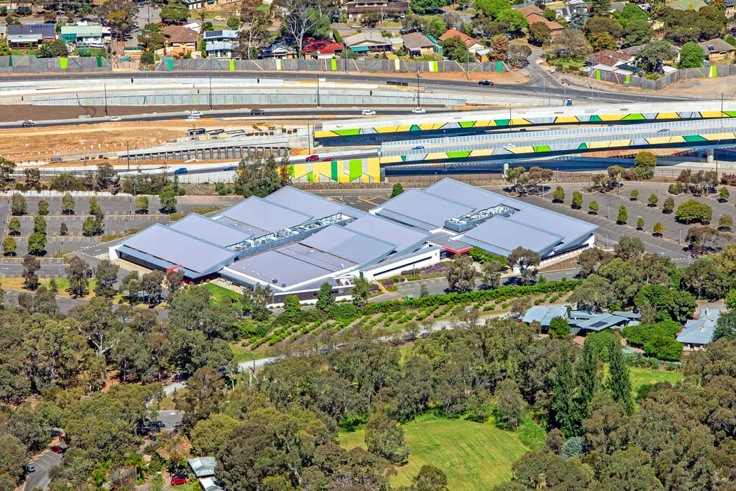 Aerial photo of freeway side view
