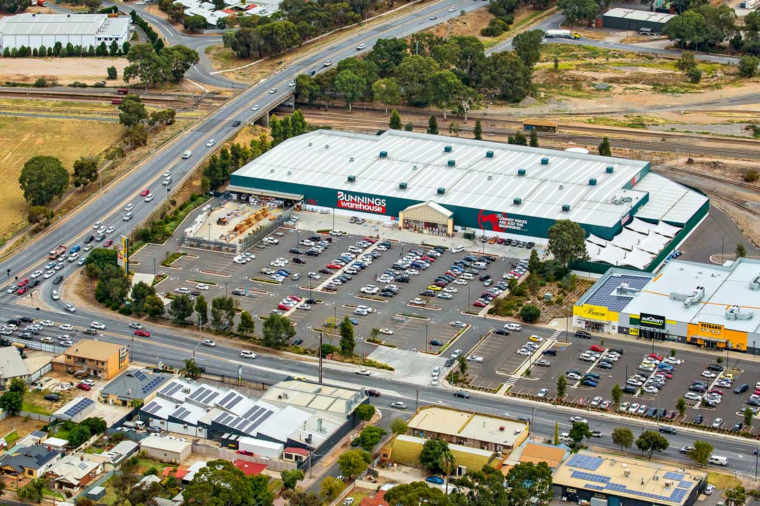 Aerial photo of store front