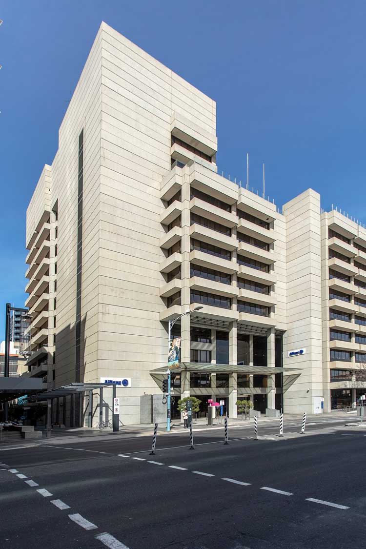 Architectural photo of building from the other side of the street