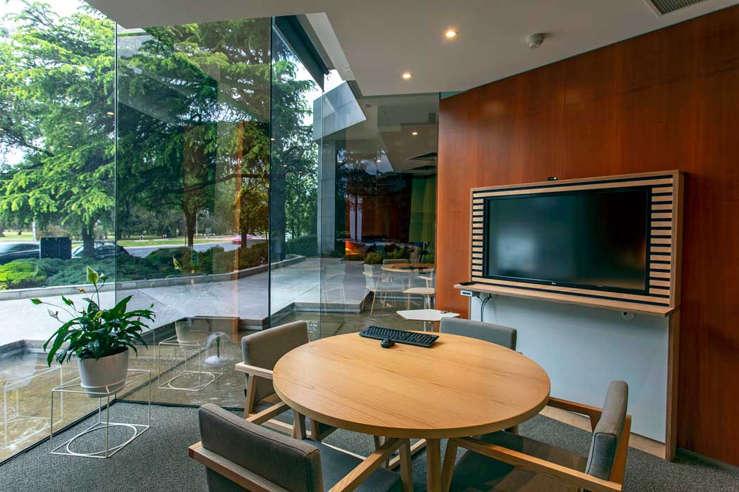 Architectural photo of inside view with glass window