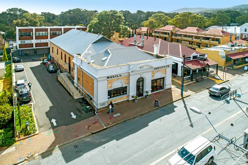 drone photo of white building