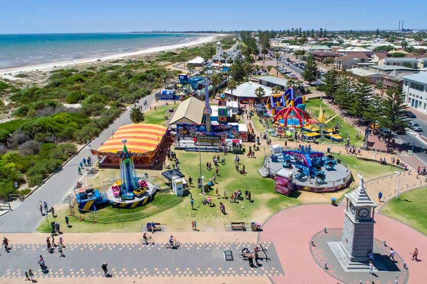 drone photo of theme park