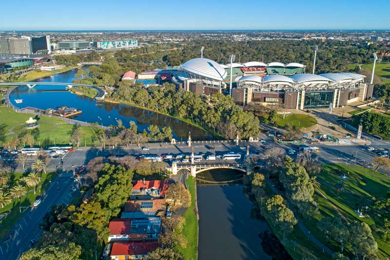 drone photo bridge over water