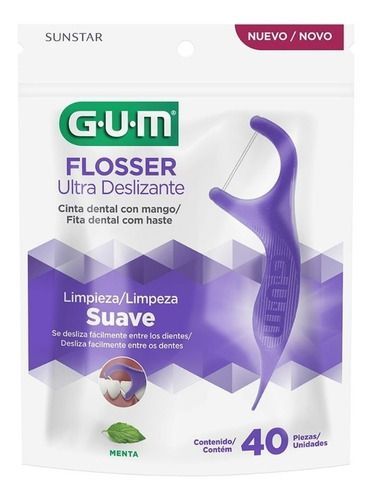Flosser Dental Gum Ultra Deslizante Sabor Menta 40 unidades