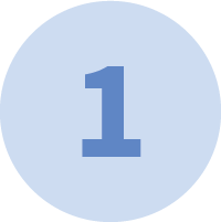 The number 1 is in a blue circle on a white background.